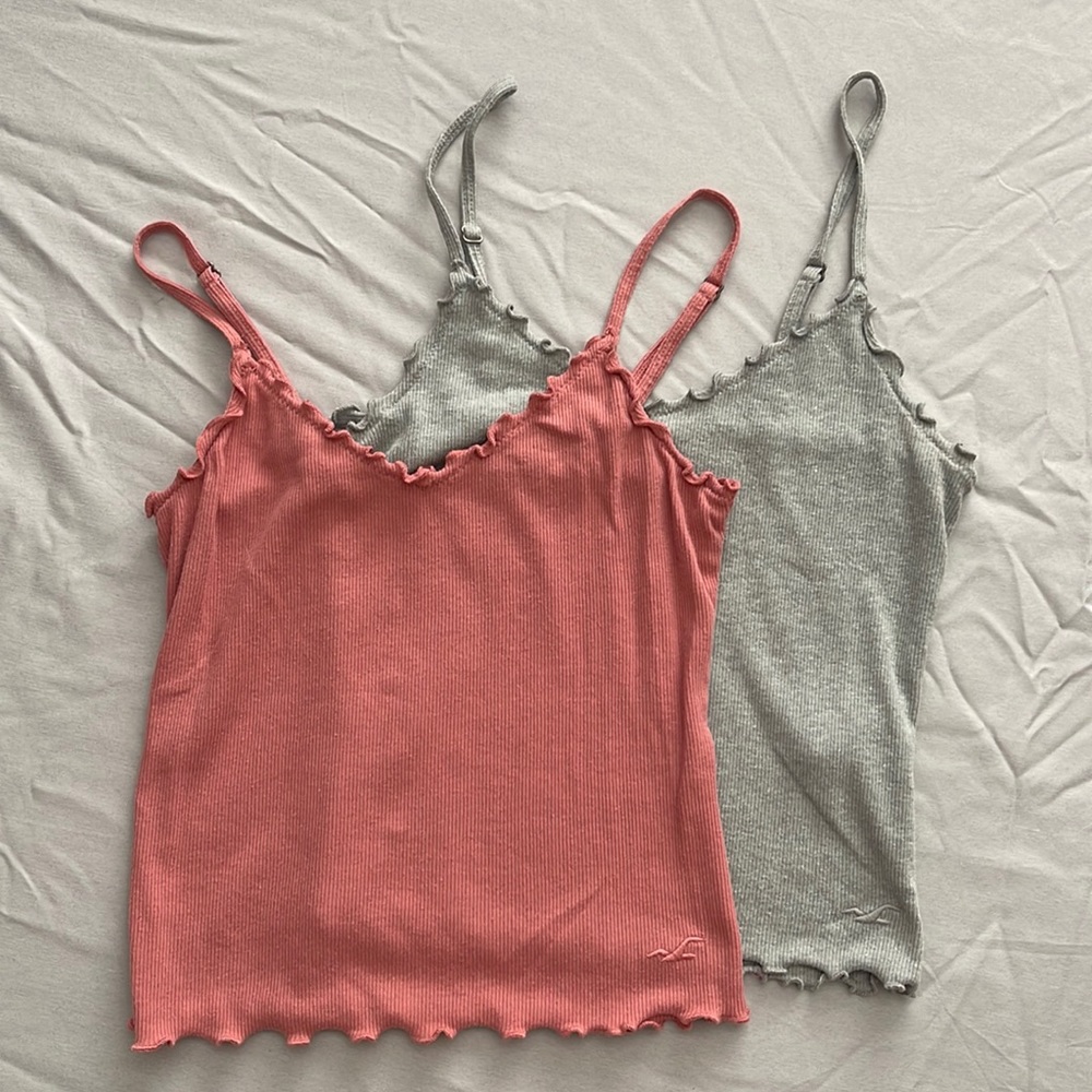 Hollister tank tops, pink and grey, size small